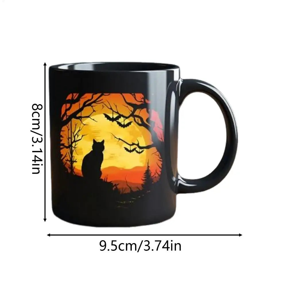 Cat Mugs Ceramic Halloween Funny Mysterious Coffee Cup Festive Mug Qme China Mainland B 350ml