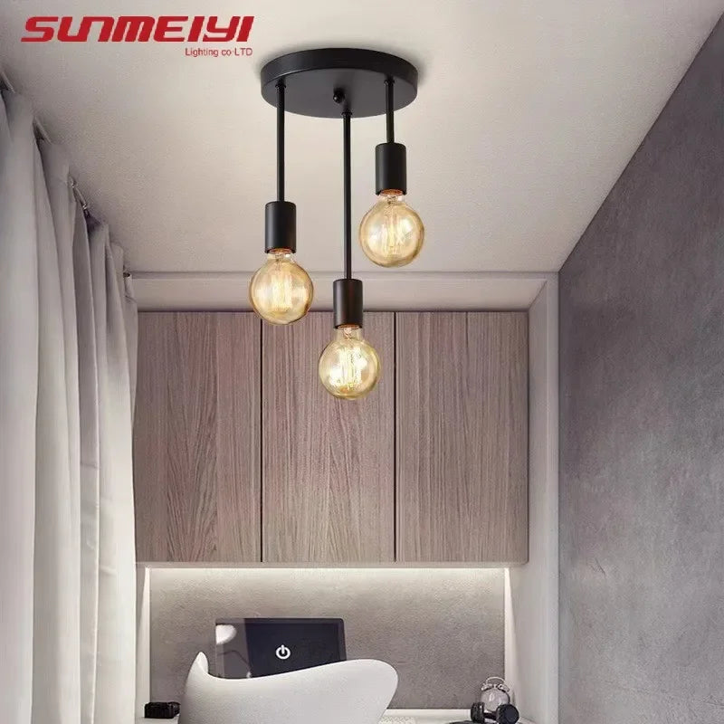 E27 Bulb Modern LED Ceiling Light Black - Energy Saving, Living Room, Bedroom, Kitchen, Easy Installation, Bulb Qme