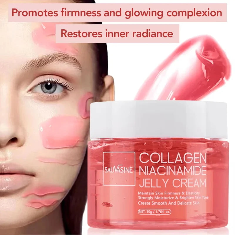 50g Collagen Niacinamide Jelly Cream Deep Moisturizing Pore Shrinking Brightening Niacinamide Gel Lifting Firming Face Skincare Qme