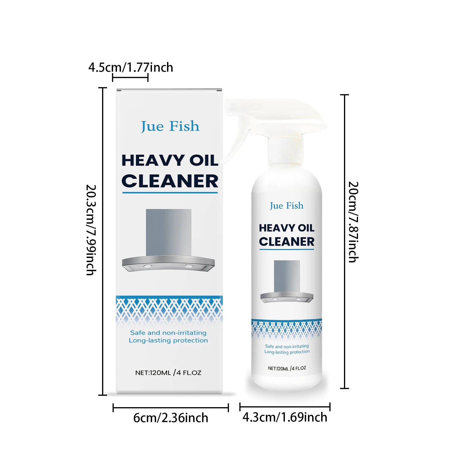 Jue Fish 120ml Multipurpose Heavy Oil Foam Cleaner - For Clothes, Kitchen Range Hood, Removes Stubborn Grease/Oil, Fast-Acting Qme 120ml