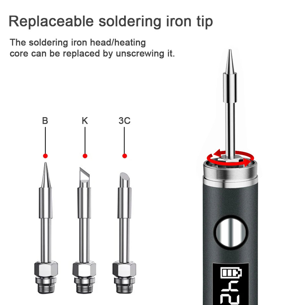 USB Soldering Iron 5V 8W Lithium Battery Portable Repair Welding Qme