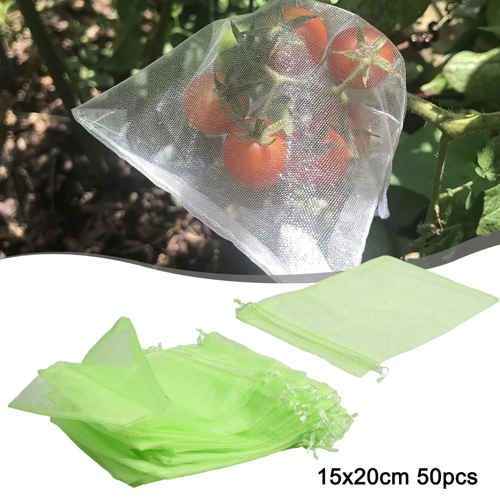 50Pcs Plant Fruit Grape Protection Netting Bags With Drawstring For Trees Garden Cover Mesh Bags To Protect Plants From Birds Qme 15x20cm 50pcs