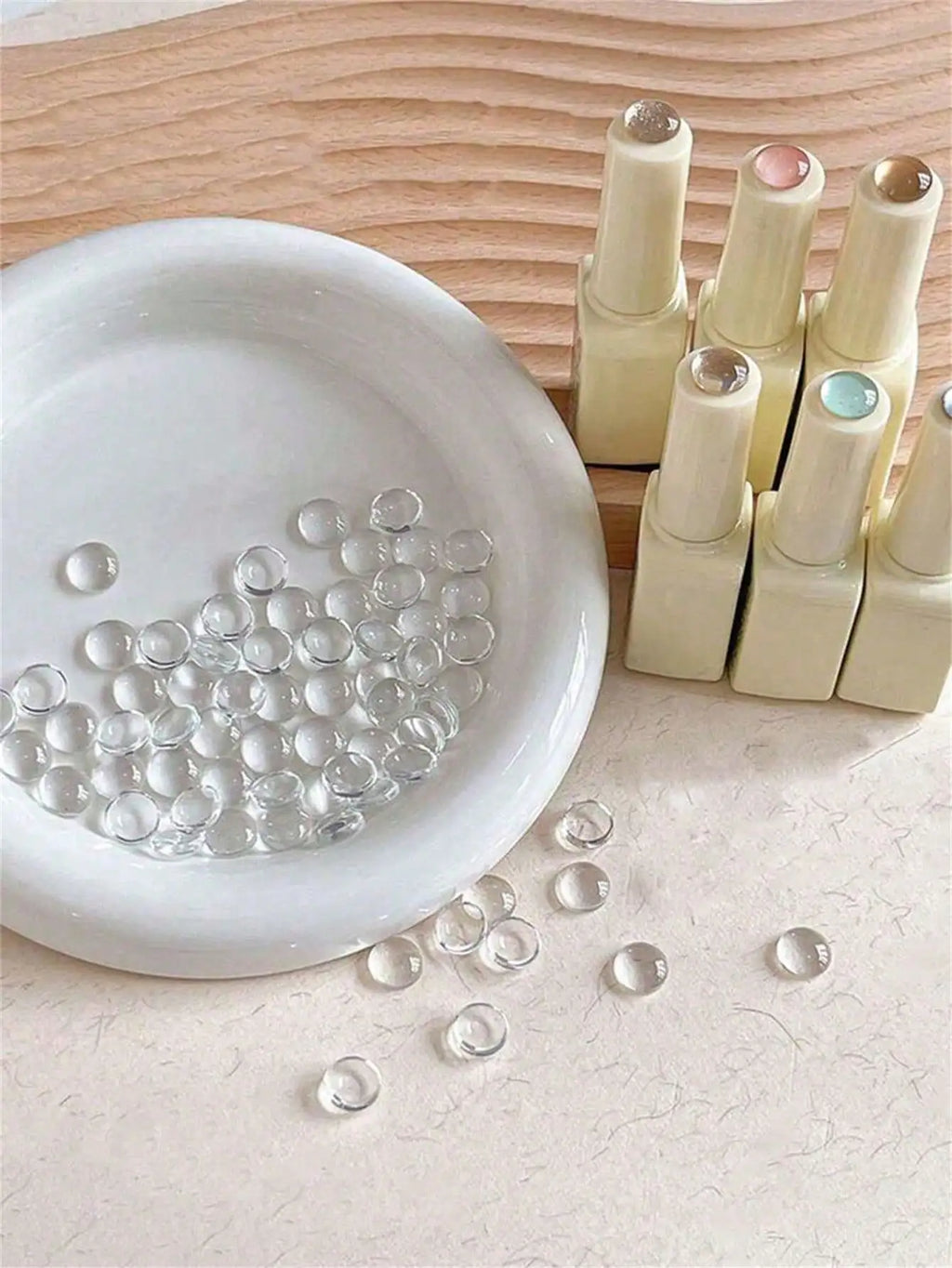 40 80 Mini Glass Nail Art Beads Chart Transparent 3D Round Polish Qme