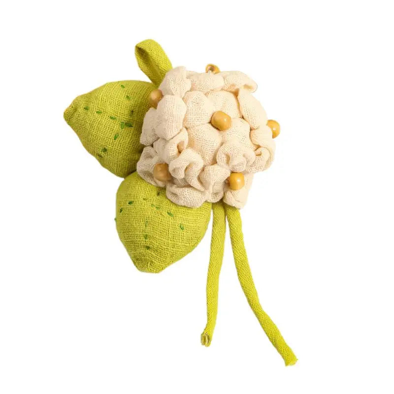 Cotton Linen Hydrangea Brooch Fabric Three-dimensional Flower Cute Qme Beige