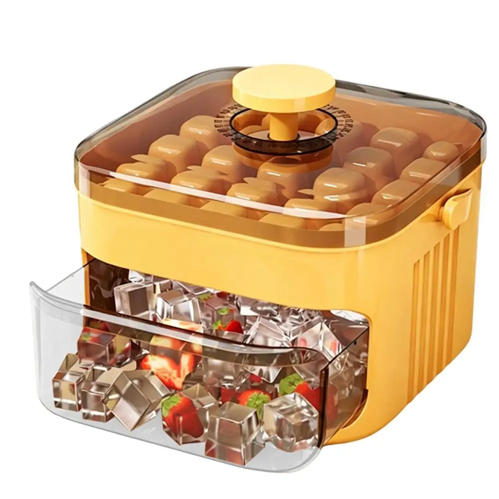 50 Grids Press Type Ice Cube Mold Double-layer Ice Cube Tray with Lid Reusable Ice Box Ice Making Tools Ice Storage Ice Machine Qme C
