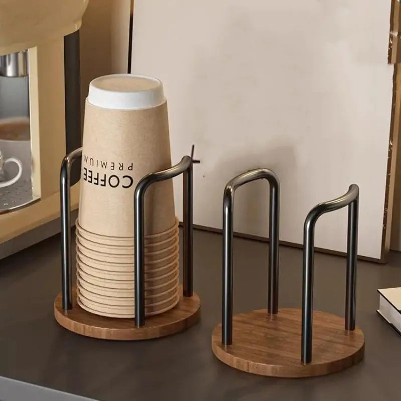 Wood Dispenser Longer Stick Mug Display Stand Organizer Supplies Qme