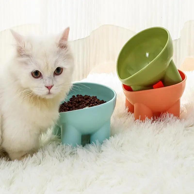 Elevated Cat Bowl Stand Durable Plastic Pet Food Water Dish Sleek Qme