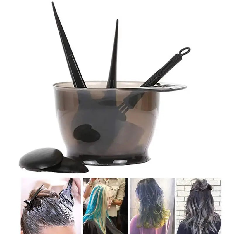 4 Hair Dye Brush Bowl Ear Caps Mixer Tint Dying Coloring Applicator Qme