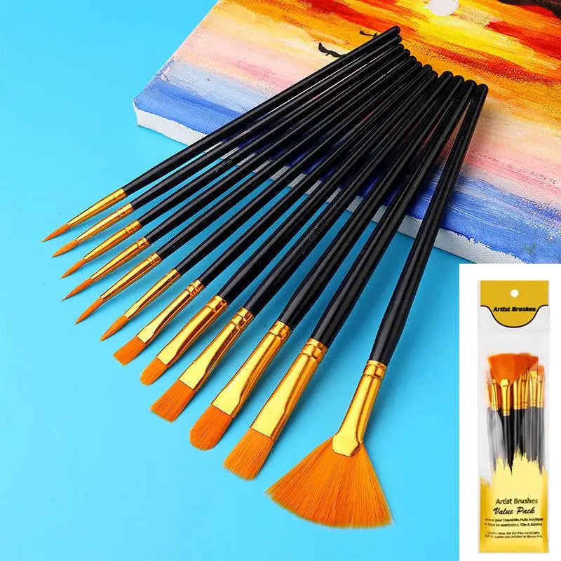 Nylon Bristle Brush Flat Brushes Watercolor Oil Paint Artists Amateur Qme A5