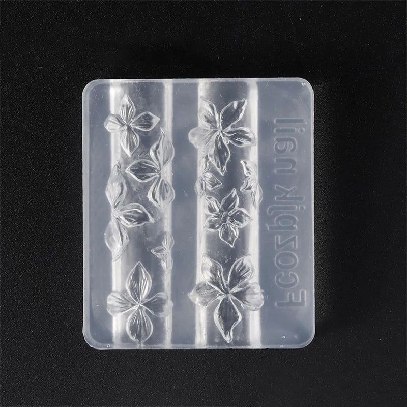 1 Relief Lily Flowers Nail Carving Mold 3D Silicone Hawaii Hibiscus Qme