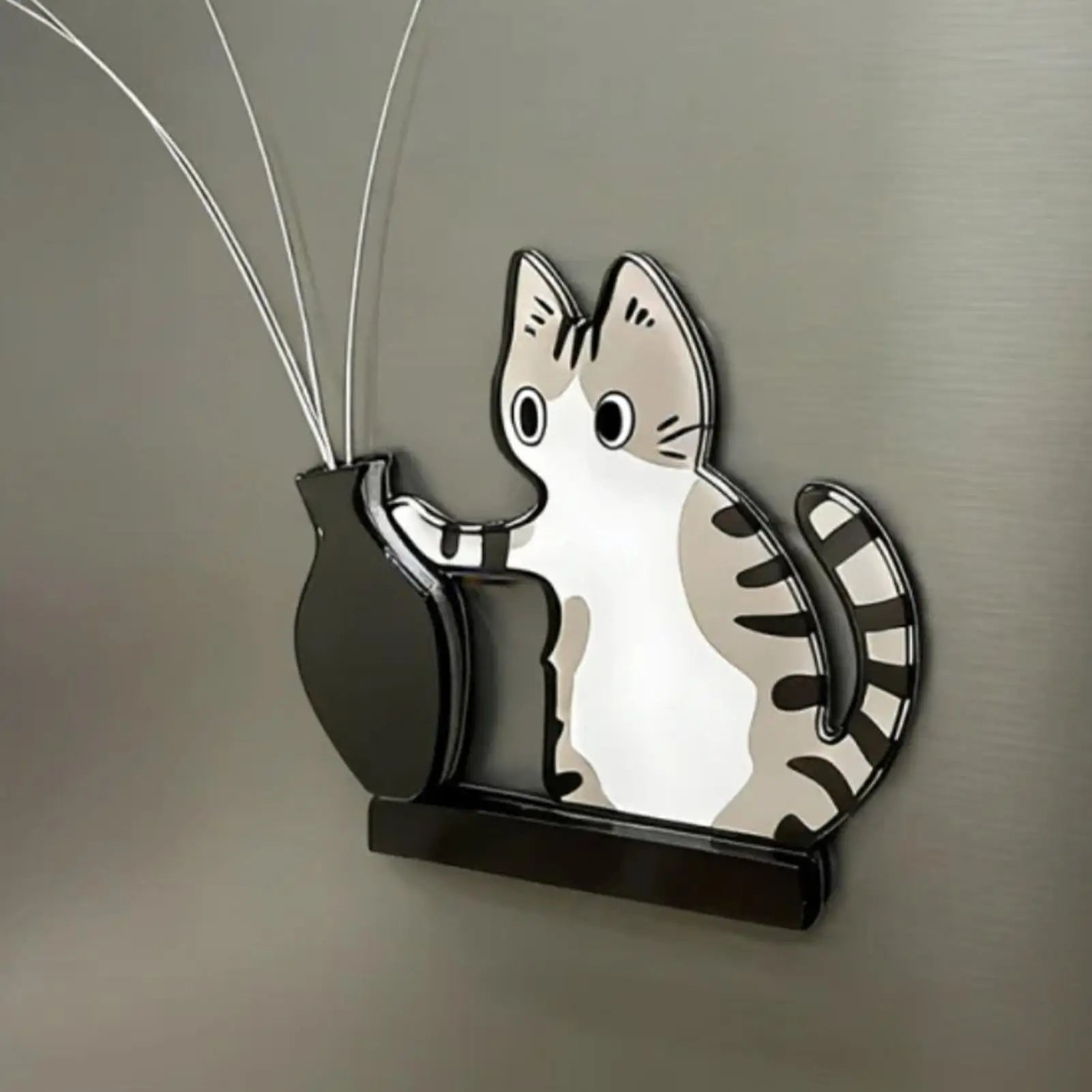 Cat Whisker Fridge Magnet Decorative Acrylic Cute Wide Opening Cat Whiskers Storage Container for Refrigerators Washing Machines Qme
