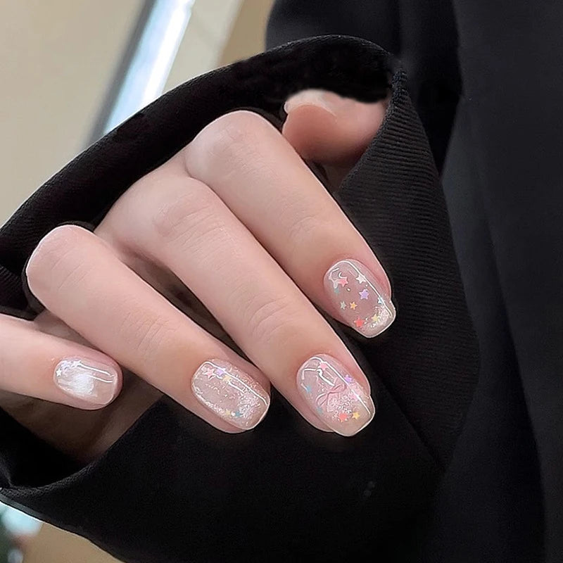 DIY Cute Star Shape Macaron Nail Glitter Art Charm Decoration Qme