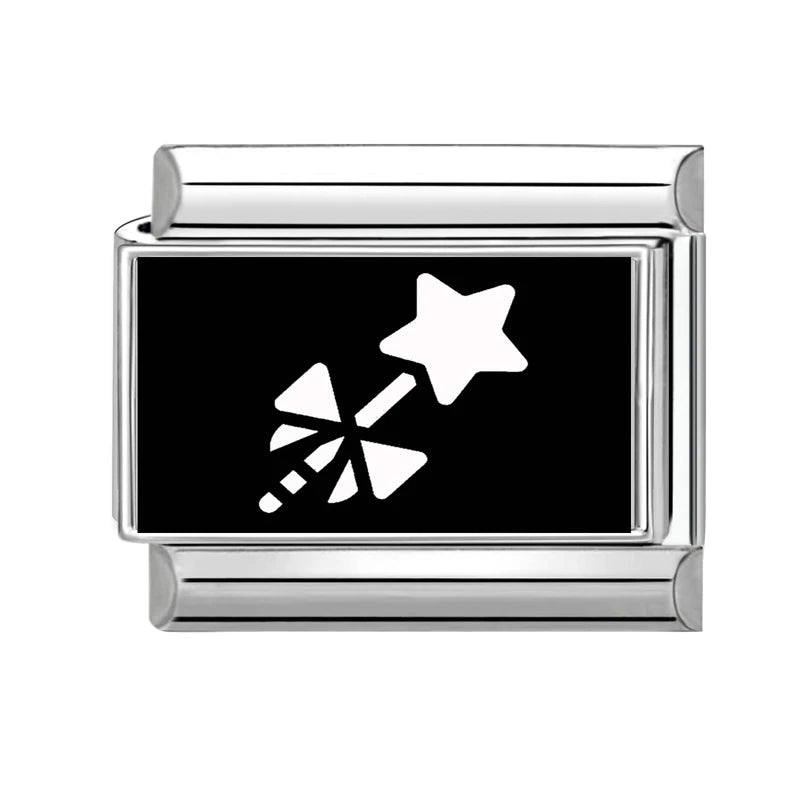 2026 New Wholesale Cute LOVE Black Series Charm Bracelet Fit 9mm Bracelet Stainless Steel Italian Links Making DIY Jewelry Gifts Qme Style 4