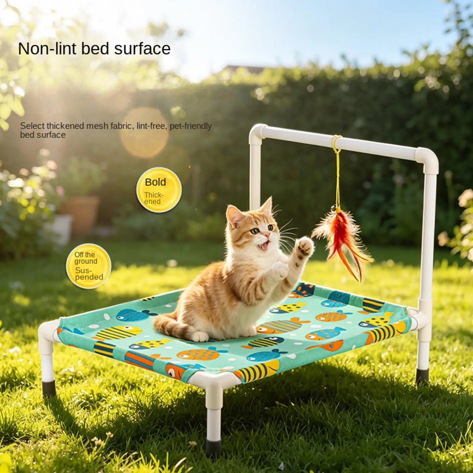 Elevated Dog Bed Removable Non-Slip Raised Breathable Cat Hammock Bed For Puppy Kitten Summer Home Indoor Outdoor Living Room Qme