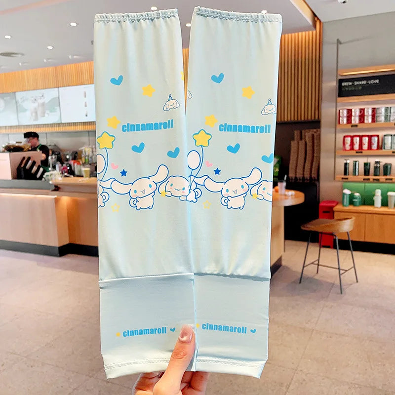 Kuromi Ice-Silk Arm Sleeves Cute Sun Protection Arm Sleeves with UV Protection Outdoor Breathable Arm Sleeves Qme 1