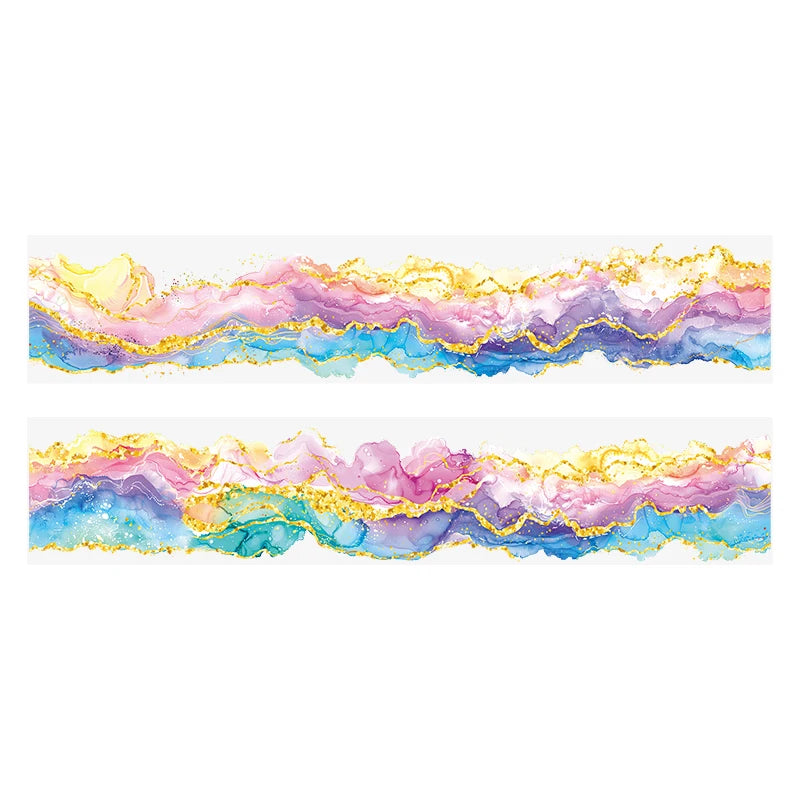 Tape 35mm*2m Watercolour Swoosh Hot Stamping Tape Handbook Stationery DIY Handmade & Scrapbook Diary Decorative Washi Tape Qme 3