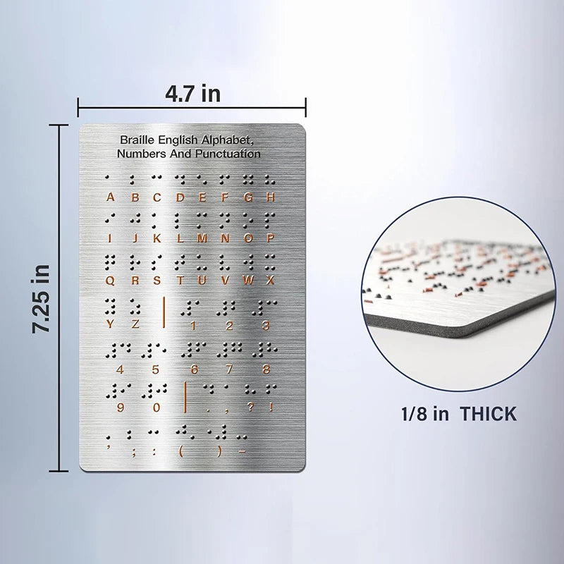 Braille Alphabet Numbers Learning Tool Durable Metal Tactile Bump Qme Silver 1pc
