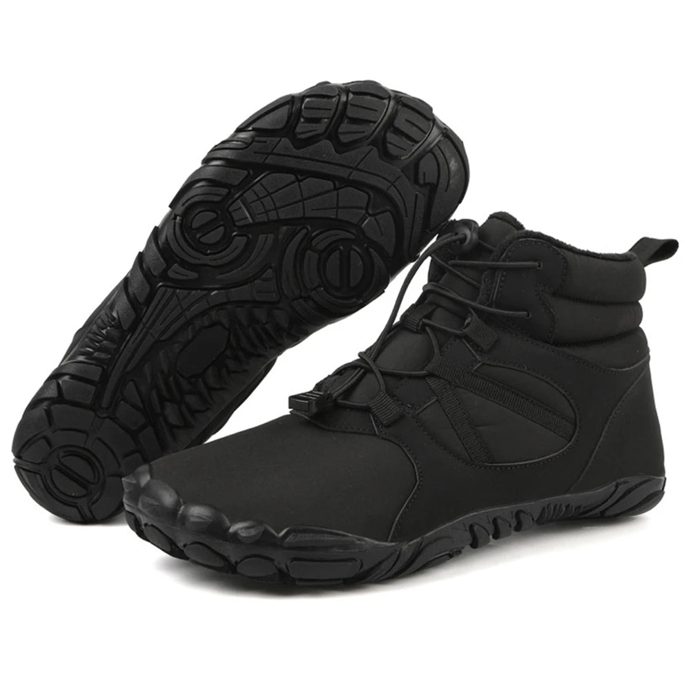 Winter Snow Boots Winter Jogging Sneakers Non Slip Casual Barefoot Shoes Waterproof High Top for Outdoor Travel Qme Black 39