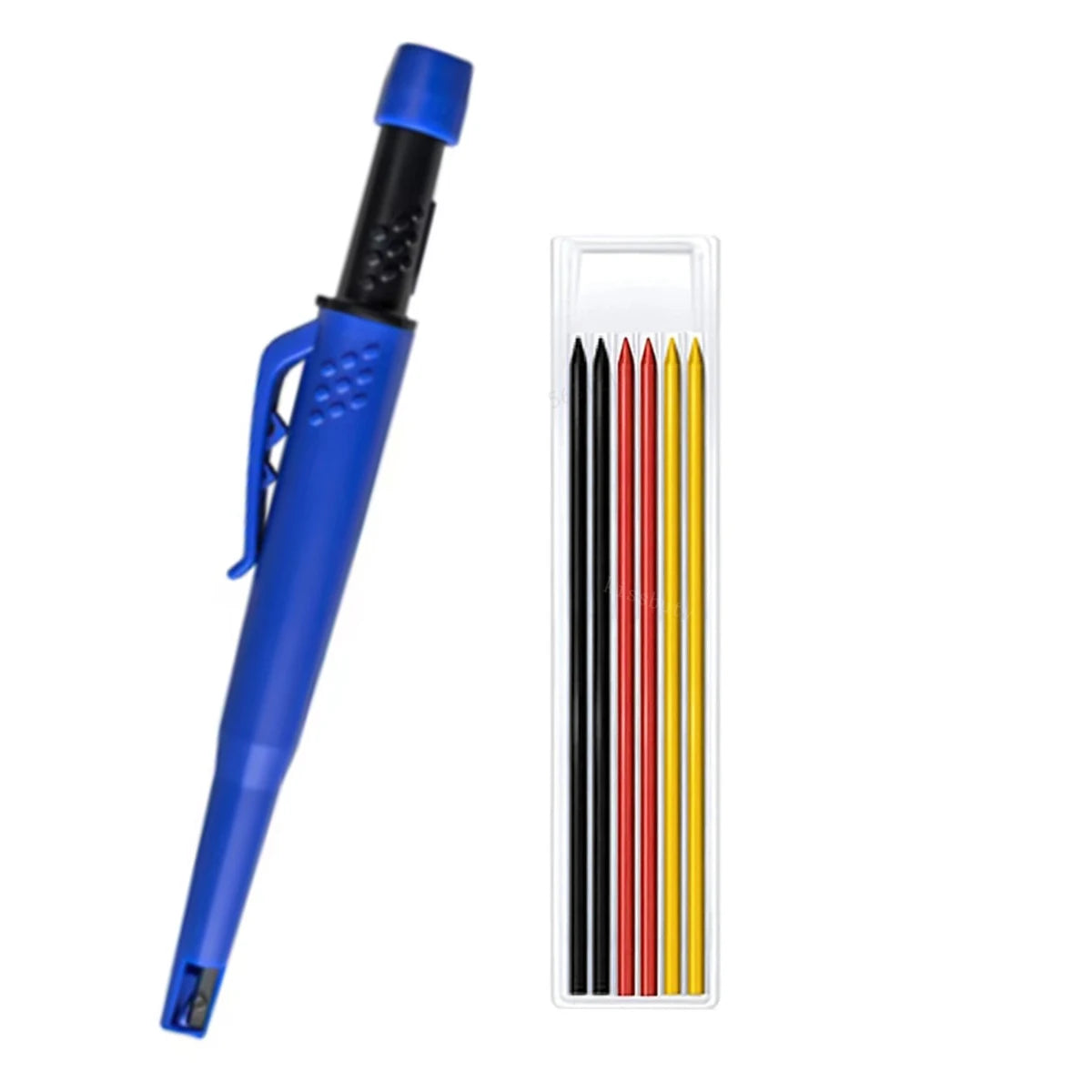 Carpenter Mechanical Pencil With Refills One-piece Design Pen Cap Built-in Sharpener Woodworking Construction Marking Tool Qme 1 pen color Refill C