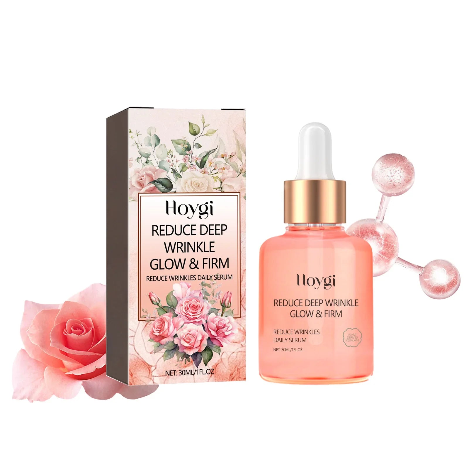 Rose Serum Hydration Shrink Pore Oil Control Anti Aging Brightening Rejuvenation Improve Dryness Vitamin C Firming Essence Qme 30ml Boxed