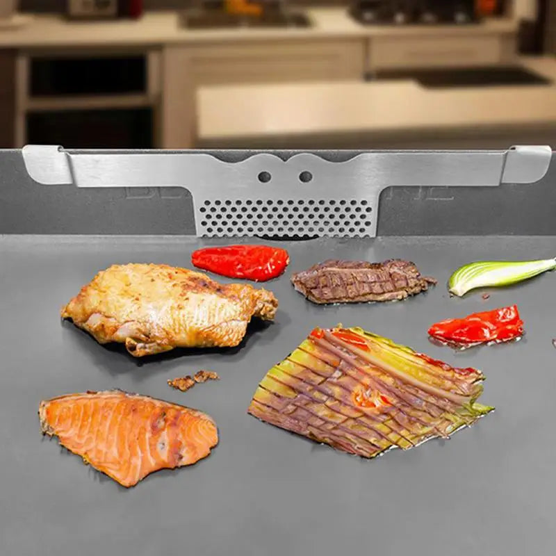 Barbecue Gate Blocker Non-slip Griddle Spatula Holder Stainless Steel Qme