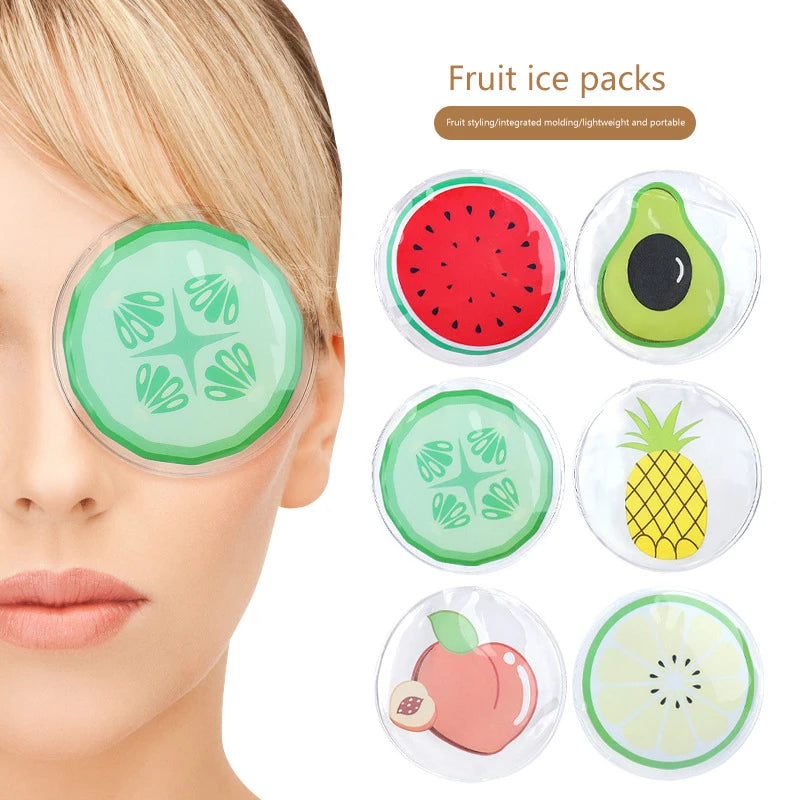 Round Cartoon Cold Compress Eye Mask Fruit-themed Ice Dark Circles Qme