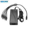 ESCAM DC 12V 5A Monitor Power Adapter Power Supply + 8 Way Power Splitter Cable For Camera/Radios Surveillance CCTV CAMERA Qme UK Plug