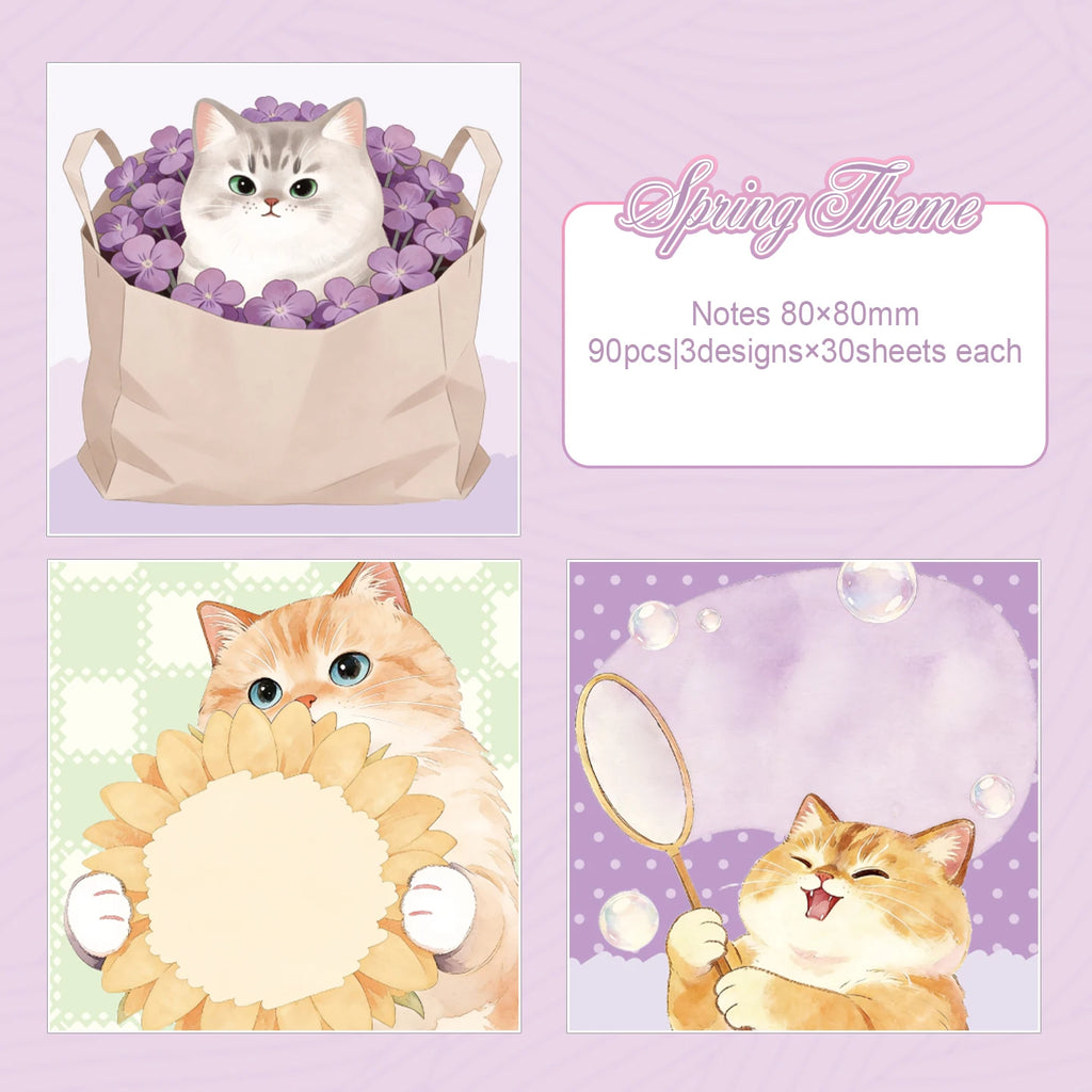 TIANZI 90 Sheets Daily Do It Check List Memo Pad Scrapbooking Cat Cartoon Message Paper Kawaii Cute Sticky Notes School Supplies Qme C