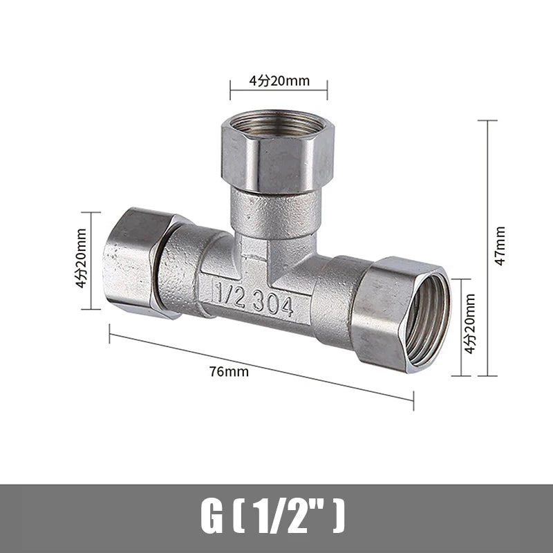 Bath Bidet Sprayer Shower Stainless Steel T Adapter G1 2 T-valve Qme A9