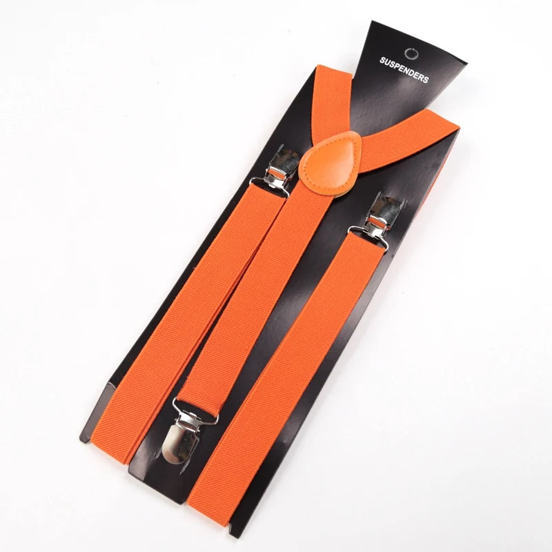 30 Colors Vintage Suspenders Men Women Adult Y Back Adjustable Straps Qme Orange