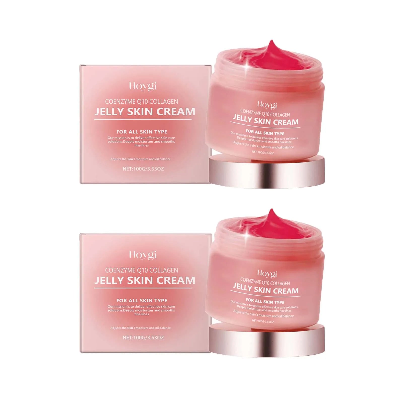 Collagen Jelly Cream Deeply Moisturizing Smooth Skin Tightening Fade Fine Lines Soothing Brightening Hydrating Facial Gel Cream Qme 2Pcs