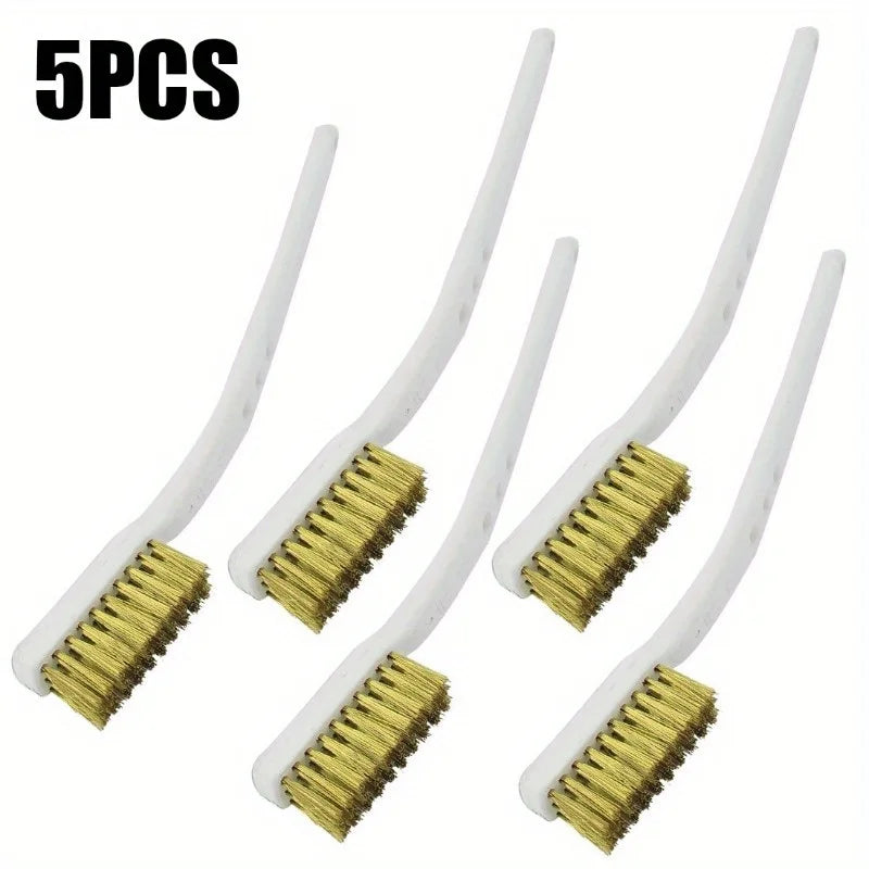 5Pcs 175mm Brass Wire Brush Mini Paint Rust Remover Steel Wire Brushes Industrial Metal Polishing Burring Cleaning Brush Qme 5pcs