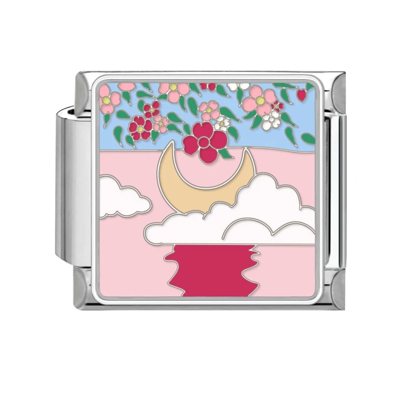Y2K Colored Street View Flower Cute Cat Italian Charm Link Fit 9mm Stainless Steel Module Women Bracelet DIY Making Jewelry Gift Qme Style 39