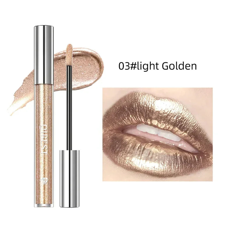 15 Colors Glitter Liquid Lipglaze Tint Laser Holographic Lipsticks Cosmetics Shiny Pigment Waterproof Makeup Women Lipglosses Qme B-03