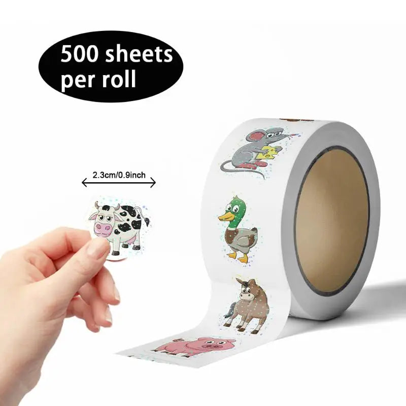 Cute Animal DIY Decals Roll Cartoon Self Adhesive Stickers Kids Qme