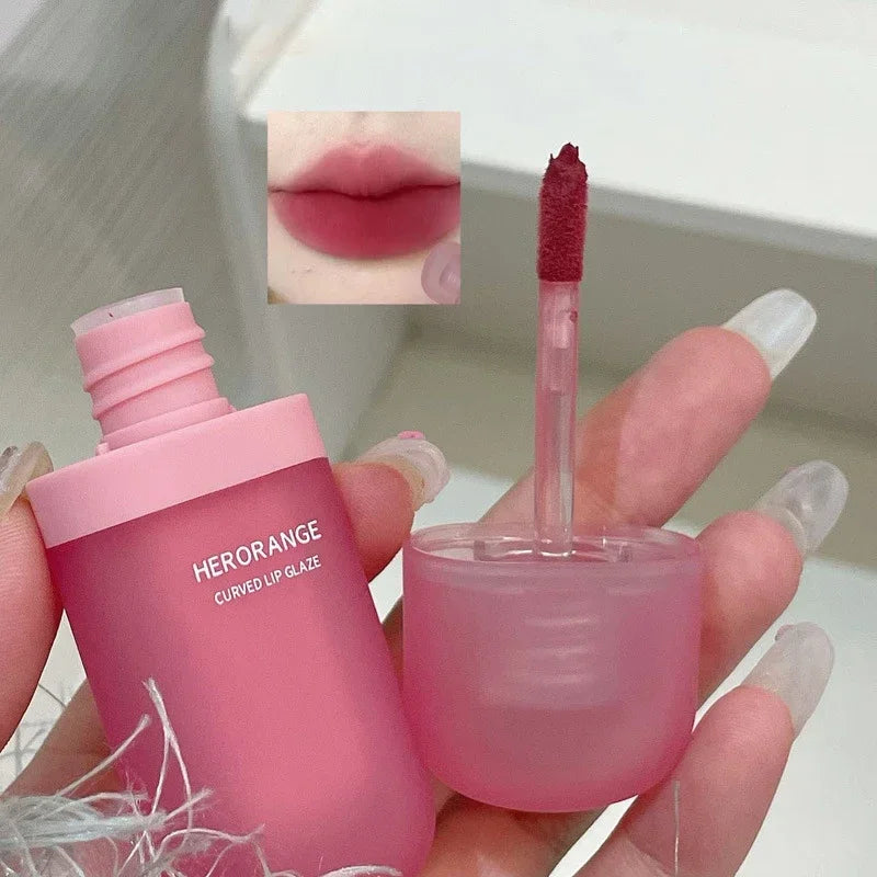 Red Brown Matte Velvet Lip Gloss Waterproof Liquid Lipstick Non-stick Cup Lips Tint Mud Makeup Rose Peach Lip Glaze Cosmetics Qme