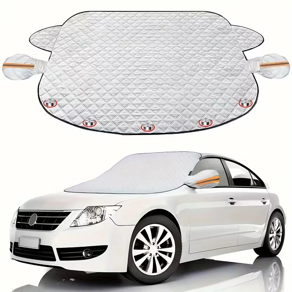 Heavy Duty Vehicle Windshield Snow Cover 9 Magnetic Fasteners UV Sun Qme WHITE