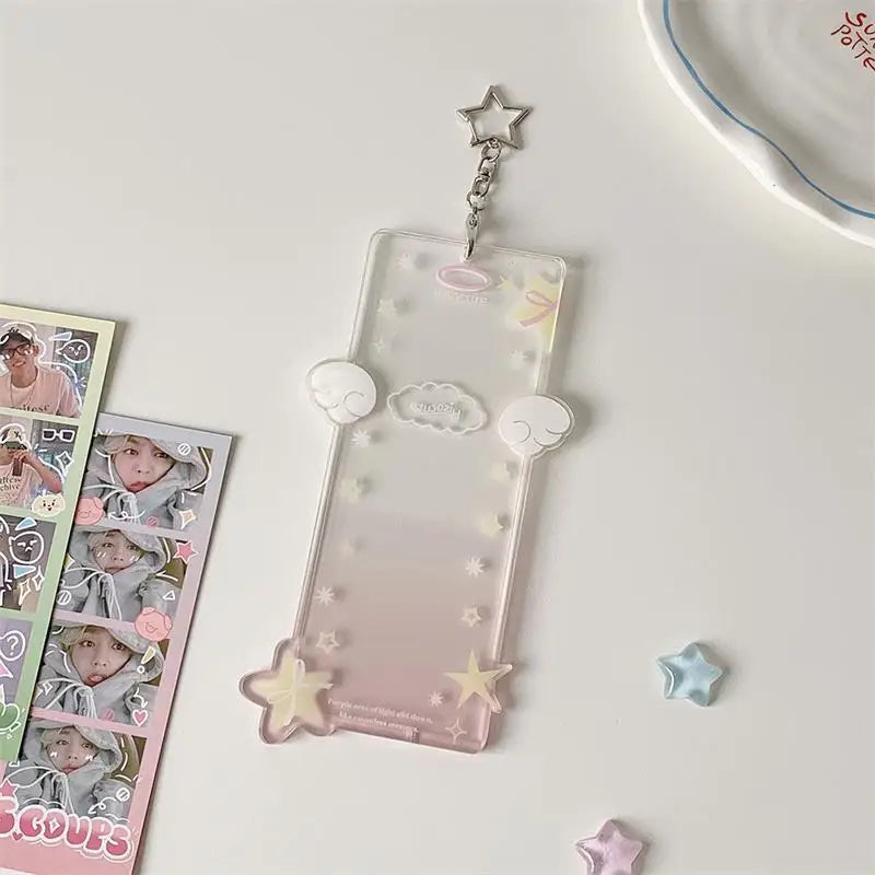Cute Star Four-compartment Photocard Holder Acrylic Card Idol Photo Qme Yellow