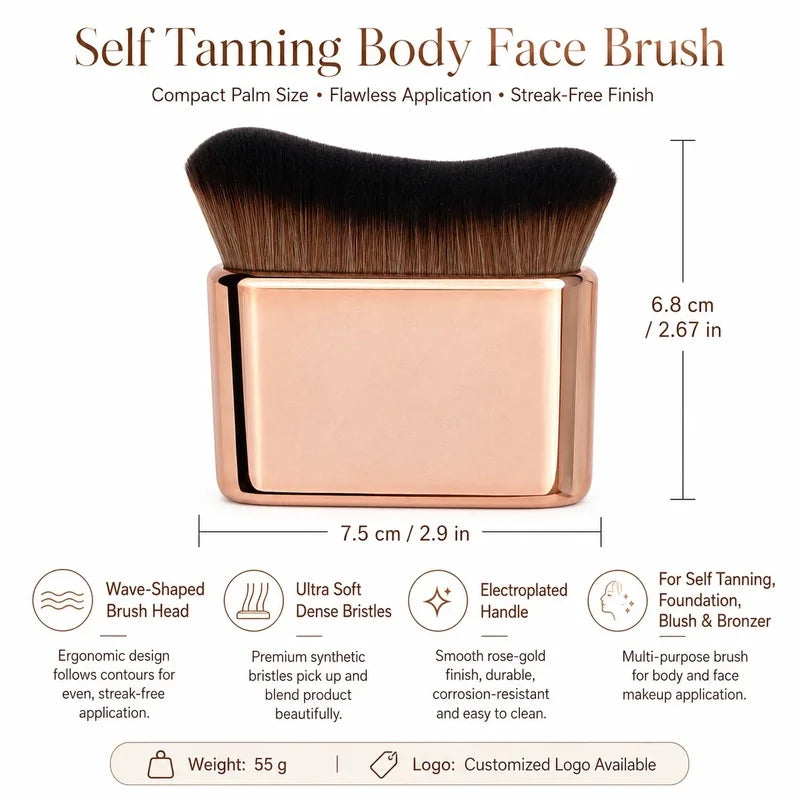 Single Wave-shaped Flat Fan Face Body Brush Ultra Soft Dense Qme