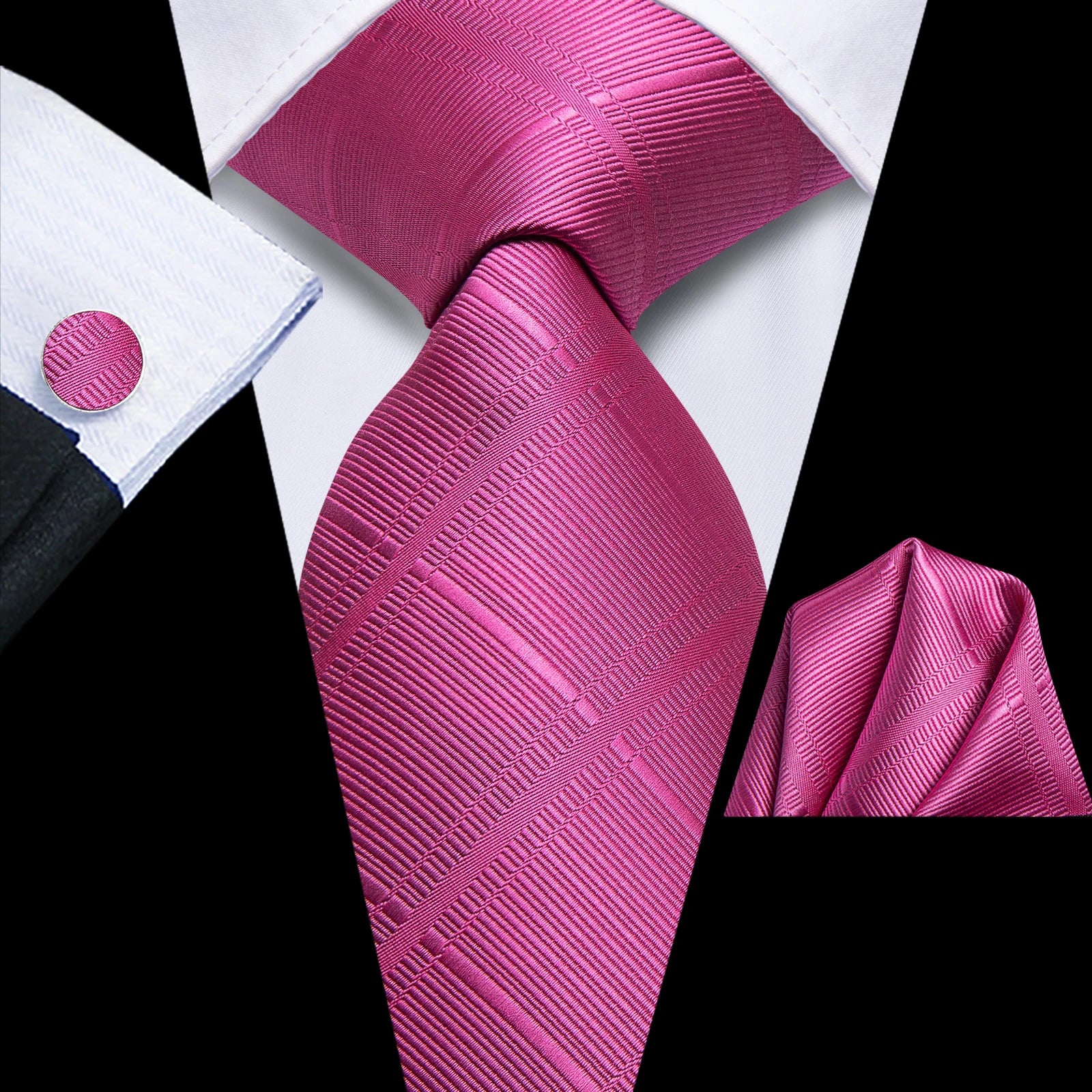 Hi-Tie Rose Pink Stiped Plaids Purple Blue Mens Necktie Handkerchief Cufflinks for Tuxedo Accessory Classic Luxury Tie Man Gift Qme HT-N-0168