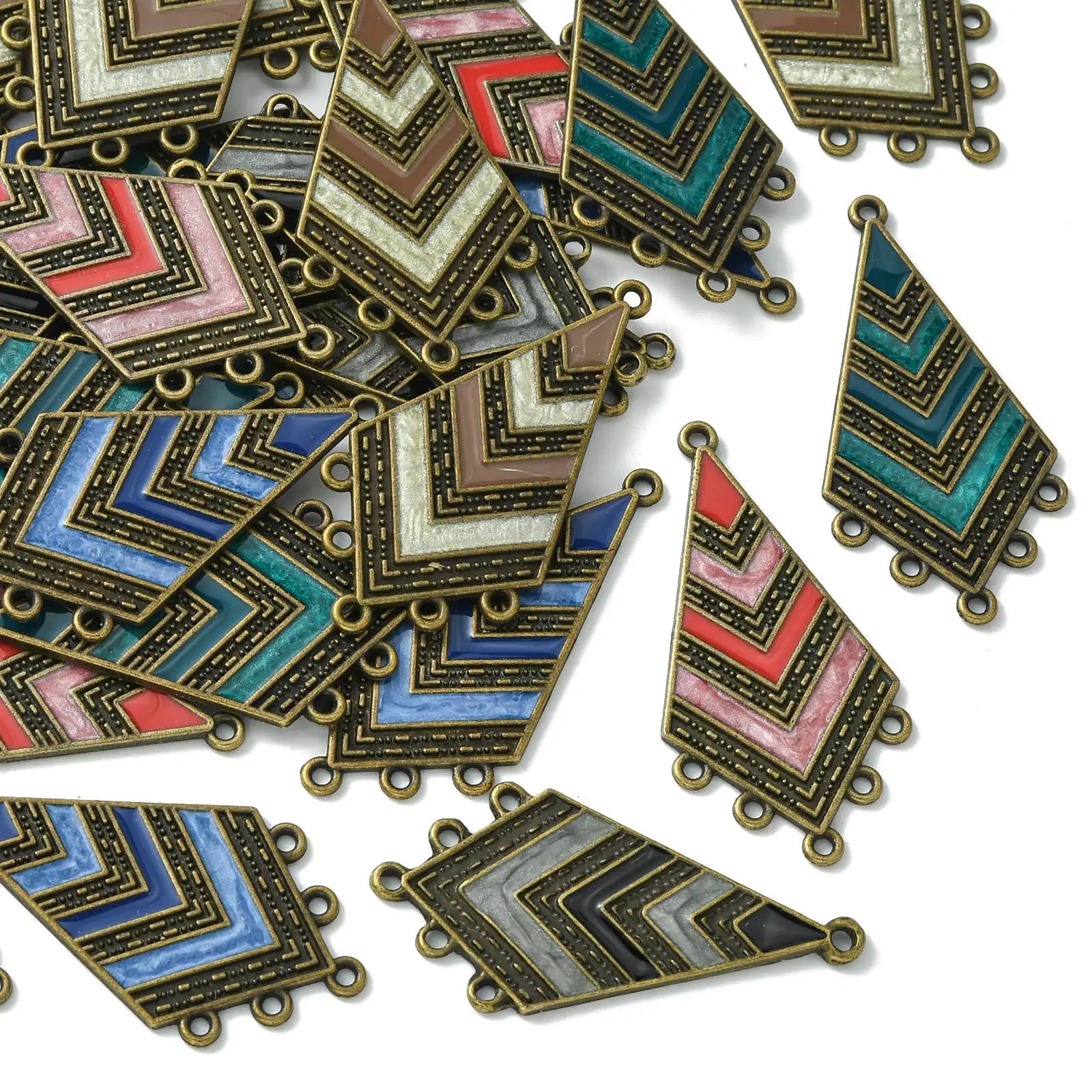 PandaHall 30Pcs 5 Colors Boho Chandelier Components Links Antique Bronze Tibetan Style Connector for Earrings Jewelry Making Qme