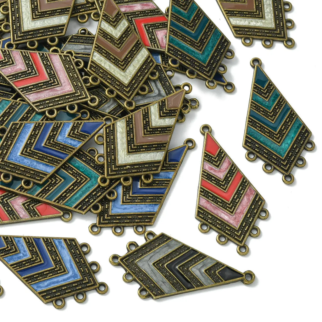 PandaHall 30Pcs 5 Colors Boho Chandelier Components Links Antique Bronze Tibetan Style Connector for Earrings Jewelry Making Qme