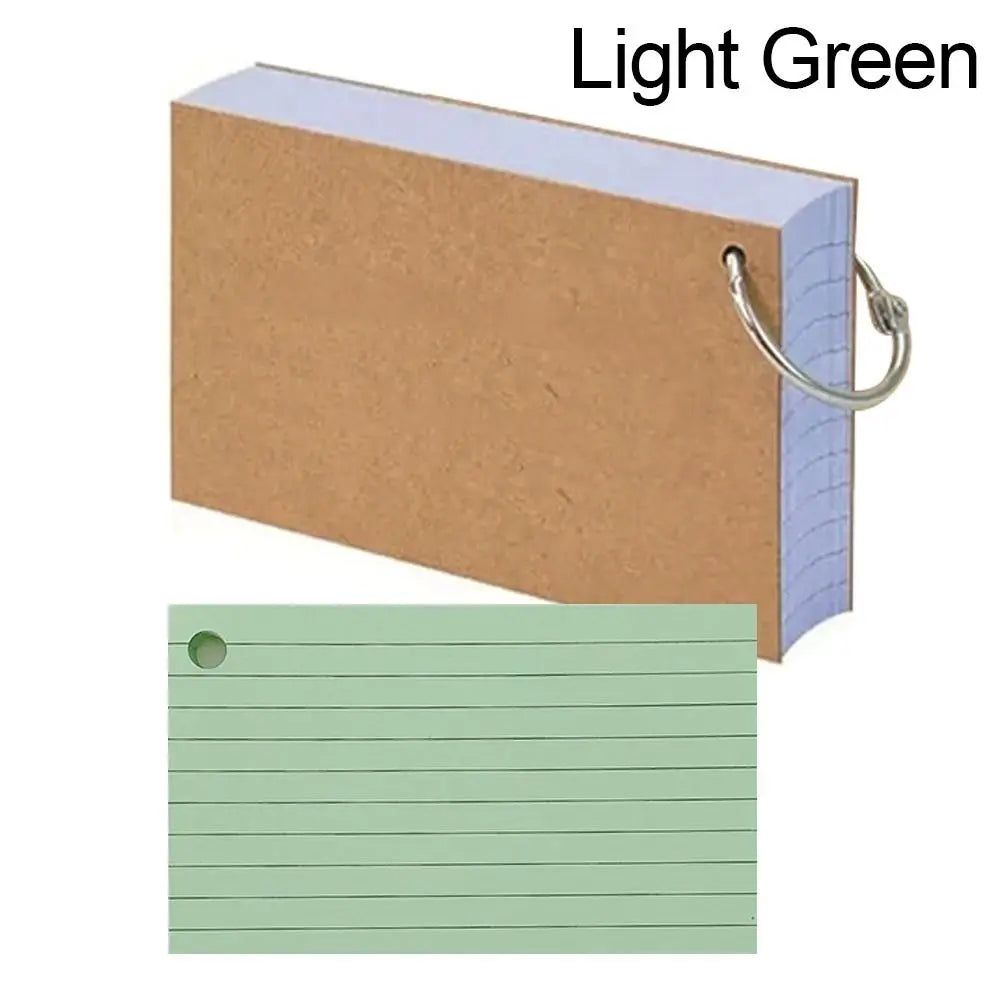 50PCS Binder Horizontal Line Memo Book Loose-Leaf Index Cards Flash Cards Small Revision Cards for Study Office Note Pads Qme Light Green