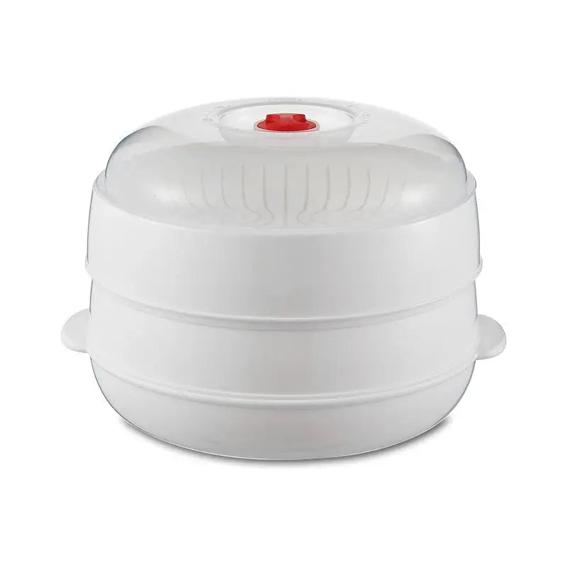 Microwave Food Steamer Heat-resistant Plastic Steaming Tray SetCC11 Qme 2st floor white