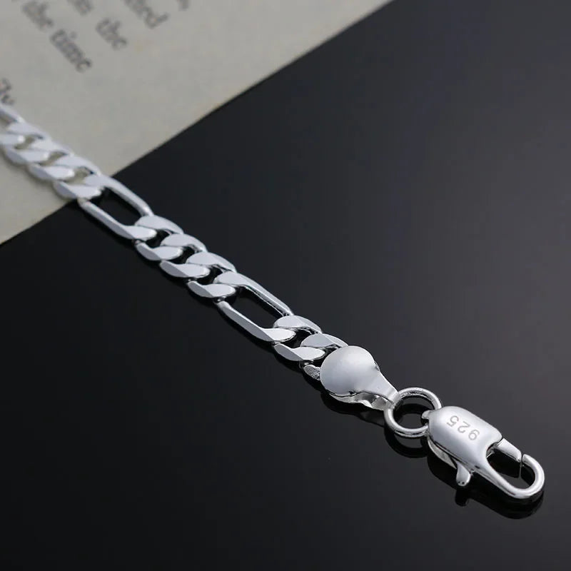 Charm 925 Sterling Silver Bracelets for Women Simple Fine 4MM Chain Fashion Wedding Party Christmas Gifts Jewelry Qme