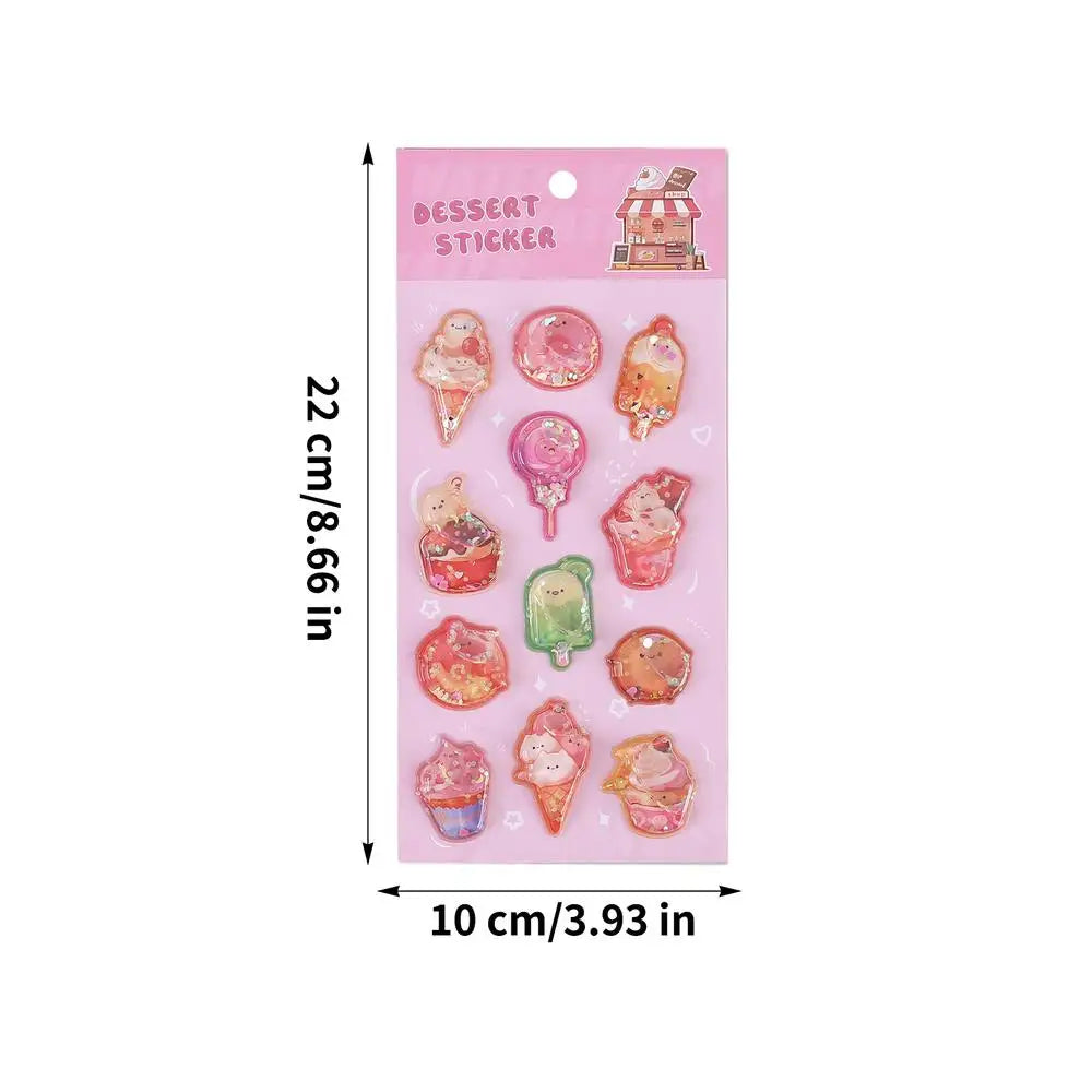3D Stickers Embossed Adorable Assorted Decals Mini Hamburger Cartoon 3D Stickers for Boys Girls Children Teens Students Laptop Qme 02