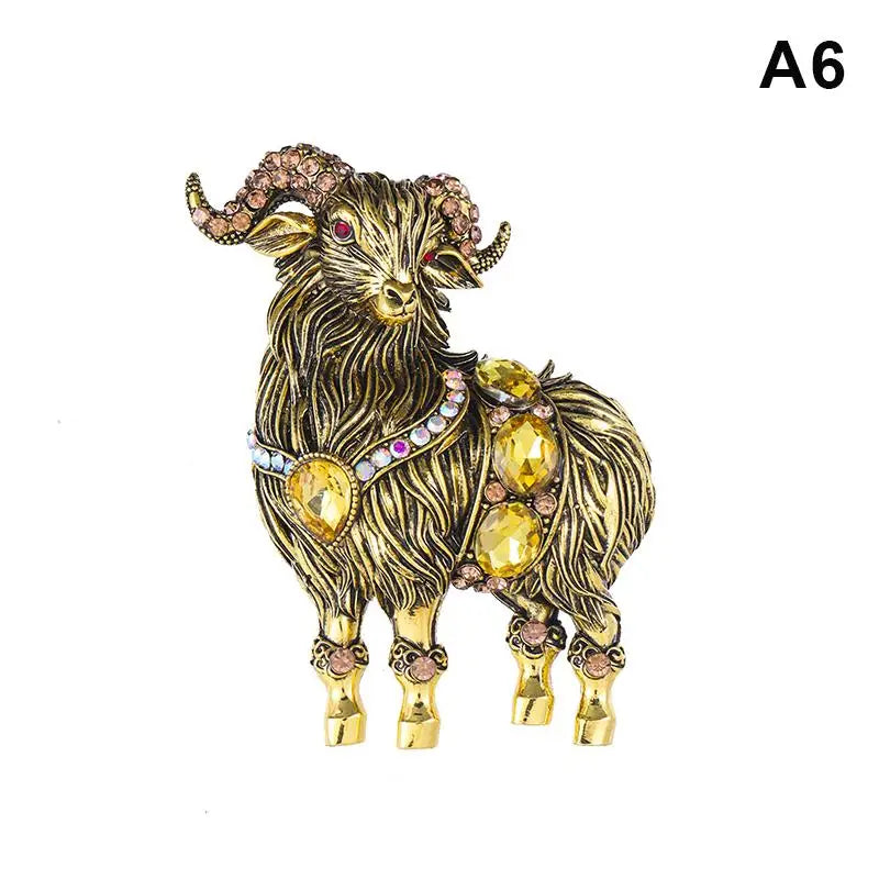 Elegant Sheep Goat Shaped Brooch Rhinestone Pearls Lapel Pin Animal Brooch Perfect For Daily Wear Party Dresses Qme A6