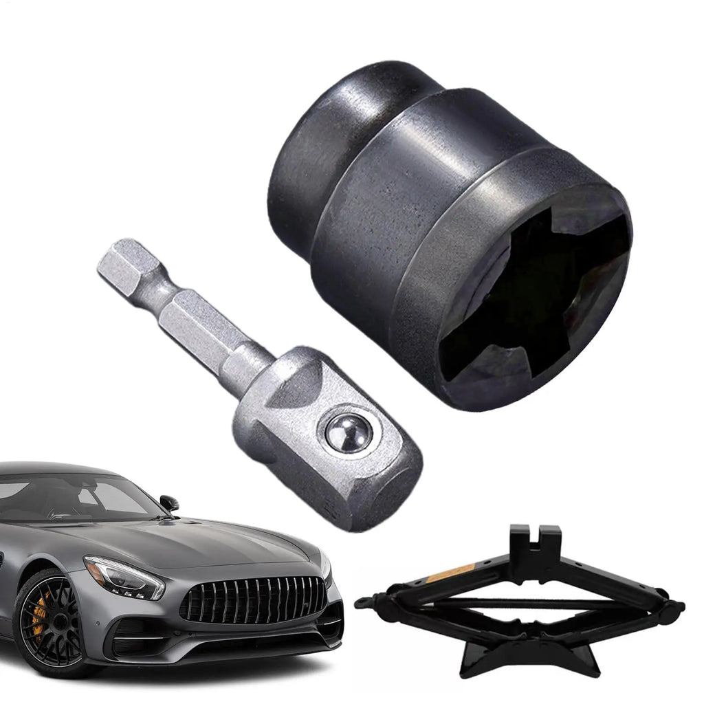 Scissor Jack Drill Adapter Rv Stabilizer Jack Socket Rust-Resistant Converter Tool Change Attachment Accessories for Auto Repair Qme