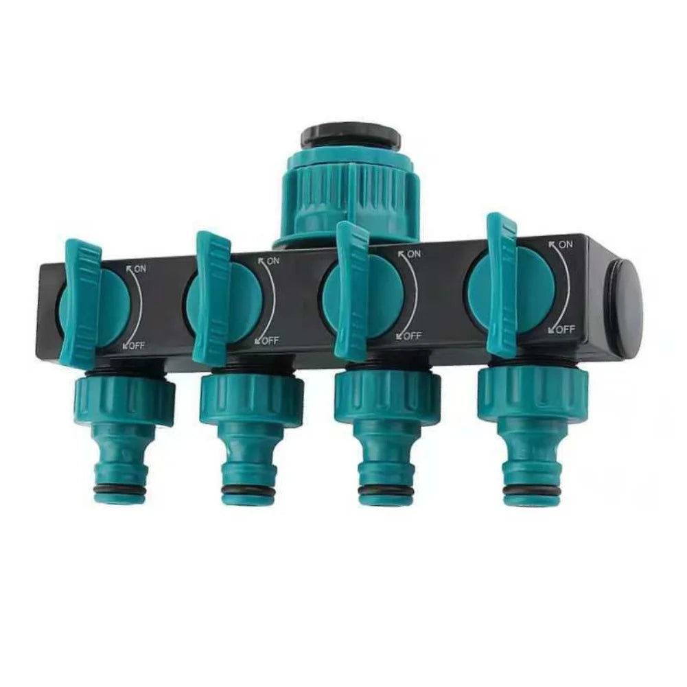 4-Way Water Hose Splitter Faucet Connector Garden Hose Pipe Splitter Garden Irrigation Fittings For Lawn Irrigation Qme green