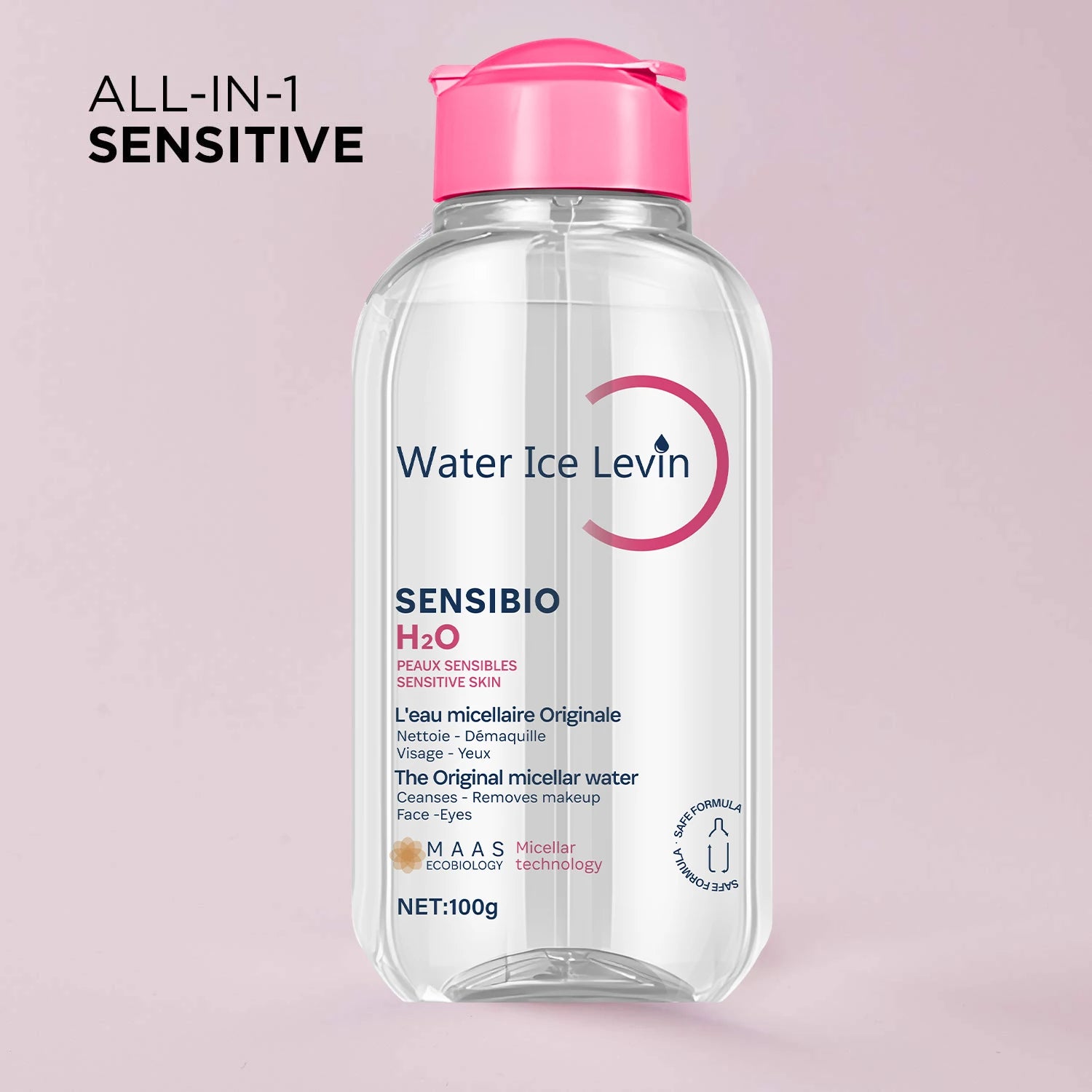 Sensibio H2O The Original Micellar Water for Sensitive Skin，Gently Cleanses, Removes Makeup，Hydrates，with Lactic Acid, Collagen Qme